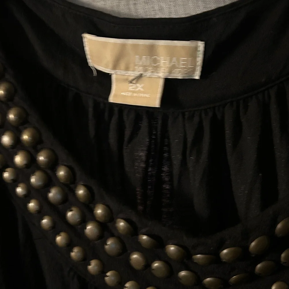 Michael Kors Sleeveless Black Studded Scoop Neck Women's Top sz 2X